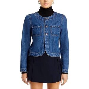 10 Crosby Derek Lam Blue Denim Jacket with Gold Buttons